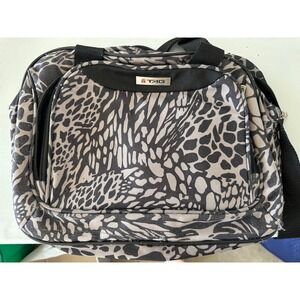 TAG Travel Tote Bag Grey Black Animal Leopard Print Duffel Shoulder Bag Carry On